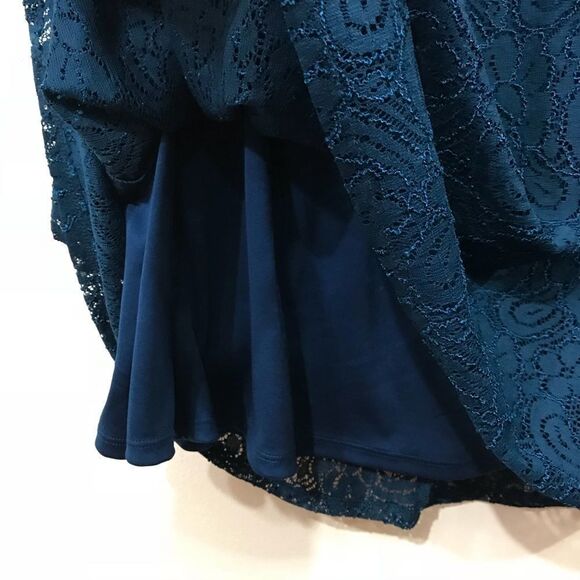 LANE BRYANT ILLUSION LACE FIT & FLARE DRESS Teal - Picture 5 of 6